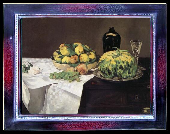 framed  Edouard Manet Fruits et Melon sur un Buffet, Ta047
